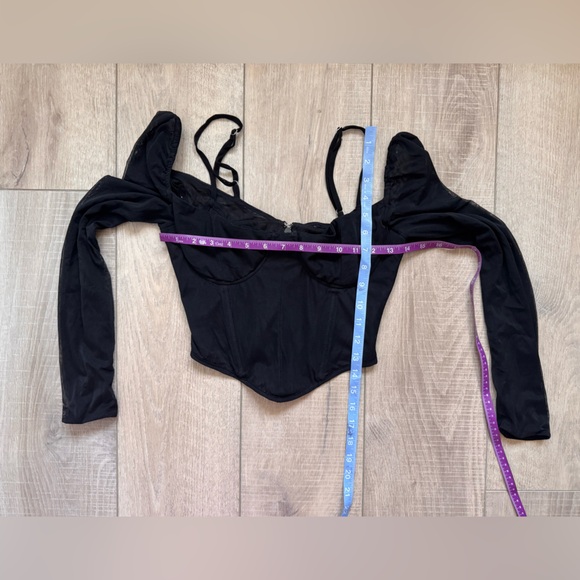 White Fox Boutique Black Corset Mesh Crop Top Whimsigoth Sexy Goth Size S - Picture 4 of 6